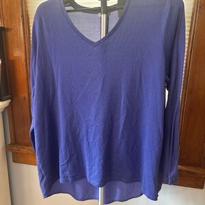 Talbots Deep Blue V-Neck Long Sleeve Top